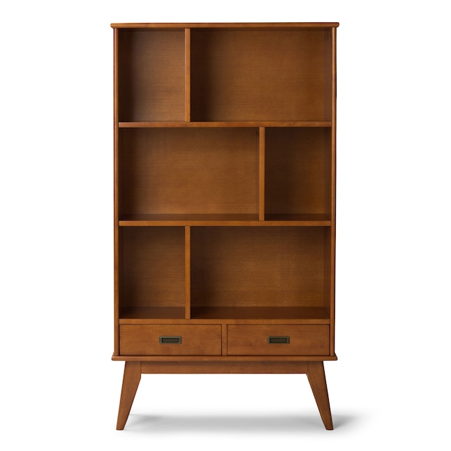 Dr Teak Brown Wood 3 Shelf Bookcase, 14 Wide Bookcase With Doors