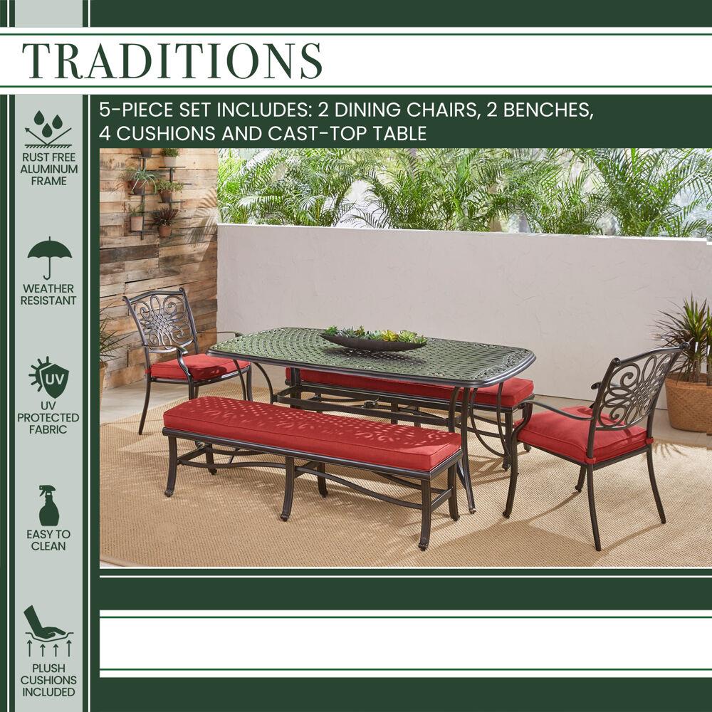 Hanover TRADDN5PCBN-RED Patio-Dining-Sets - View #2