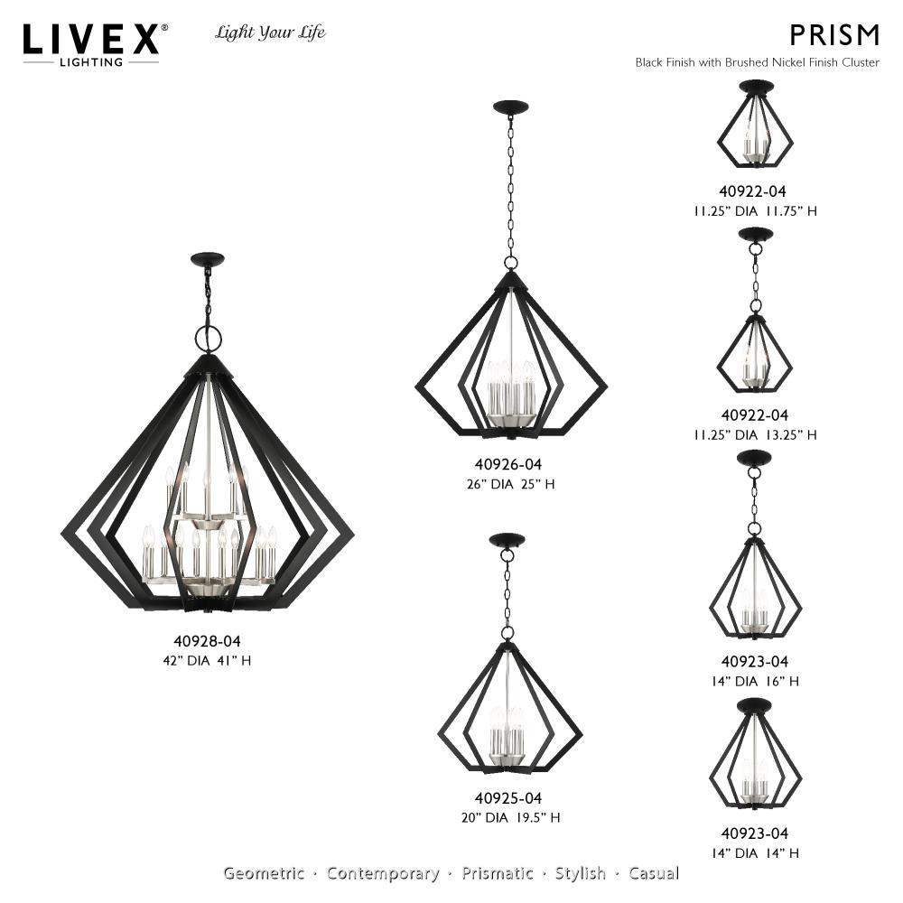 Modern Industrial Black and Nickel 5-Light Triangular Chandelier
