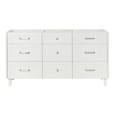 ARIEL Monroe 66-in White Bathroom Vanity Base Cabinet without Top
