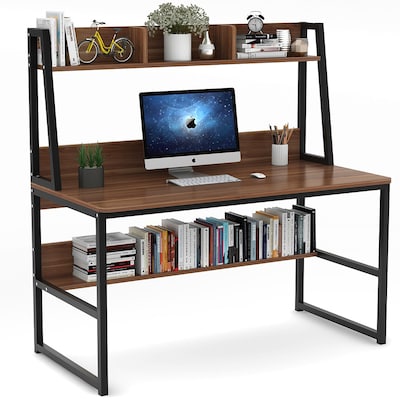 Tribesigns Hoga C0037 47 24 In Brown, Small Desk With Bookcase Hutch