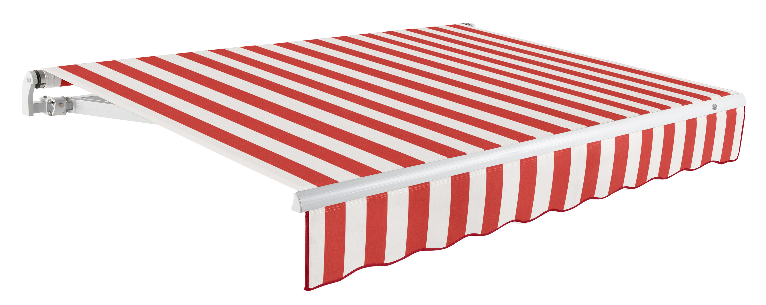 Awntech MTR20-28-RW Maui Right Motor 240-in Wide x 120-in Projection x 10-in Height Fabric Red/White Stripe Striped Motorized Retractable Patio Awning