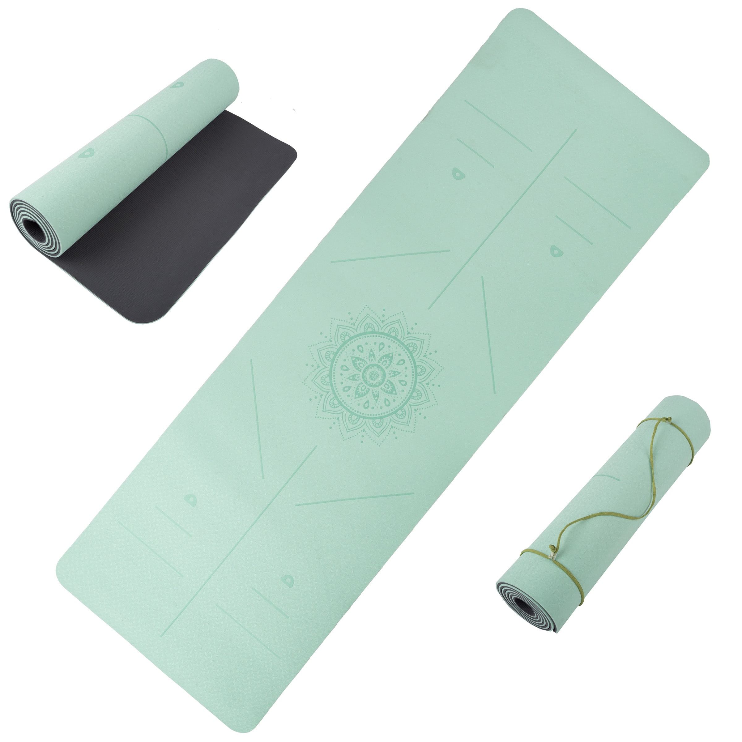 Wakeman Alignment Guide Yoga Mat - Non-Slip, Tear-Resistant TPE