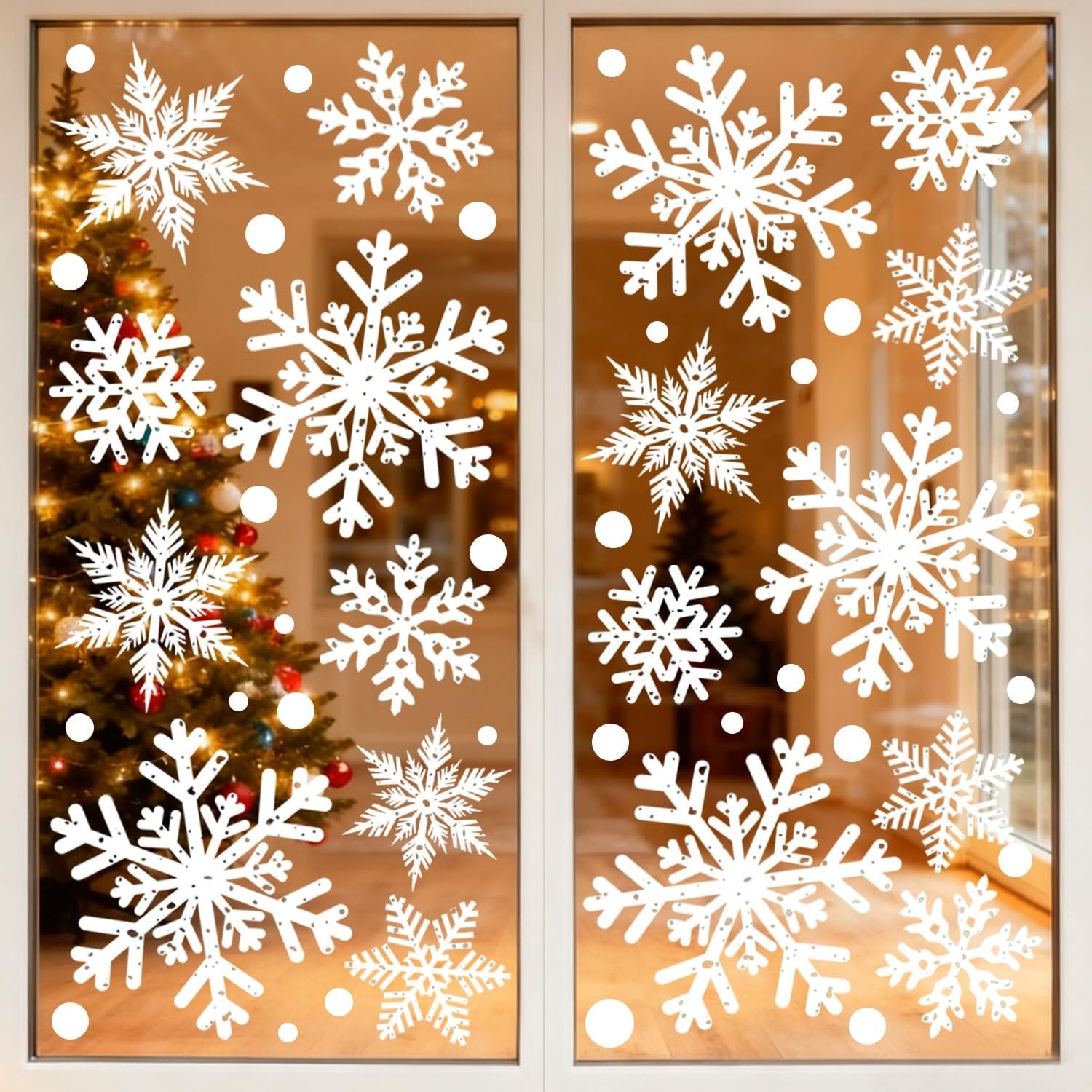LAIFUCAM Christmas Window Clings 8 Sheet Extra Large Double Sided ...