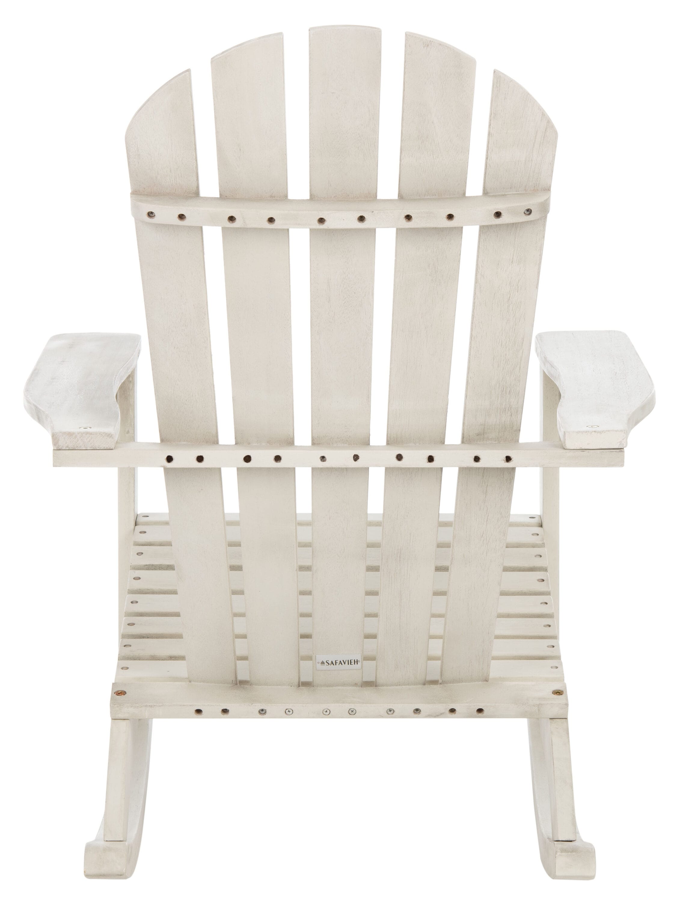 Safavieh PAT7042C Brizio White Wood Frame Rocking Chair with Off-white Slat Seat