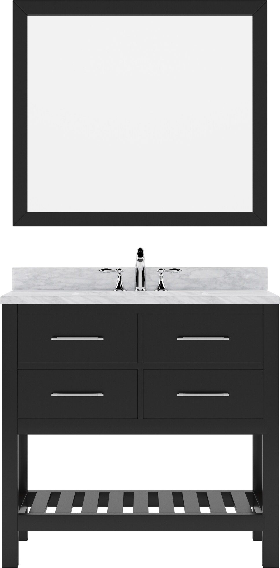 Virtu USA MS-2236-WMSQ-ES Caroline Estate 36-in Espresso Undermount Single Sink Bathroom Vanity with Italian Carrara White Marble Top (Mirror Included)