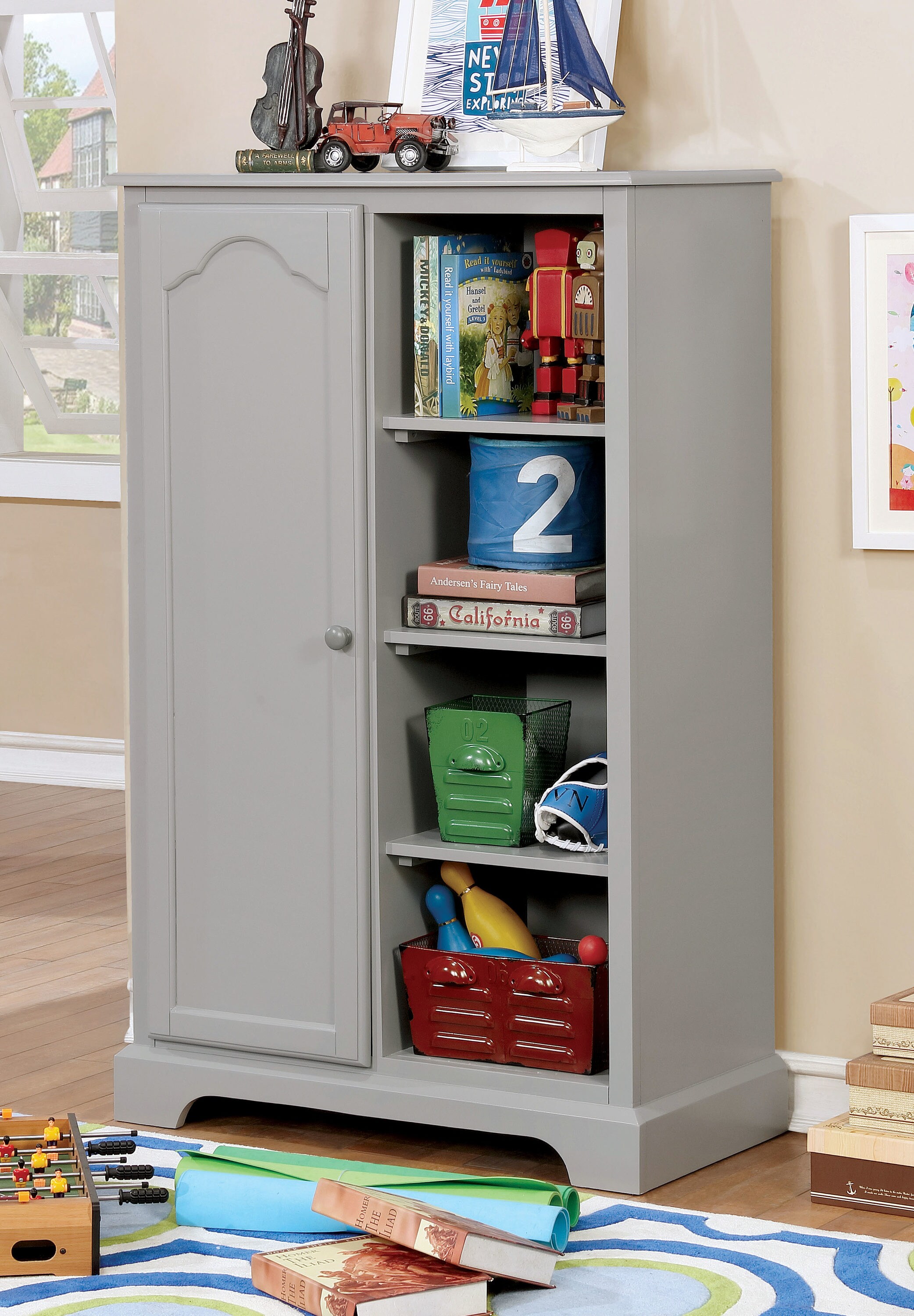 Furniture of America IDF-7158GY-CN Kuckee Gray Armoire
