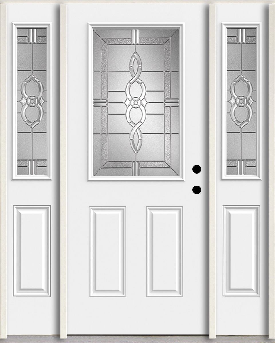 RELIABILT LO963552 Calista 60-in x 80-in x 4-5/8-in Fiberglass Half lite Left-hand inswing Arctic White Paint Painted Prehung Front Door with Sidelights Insulating core