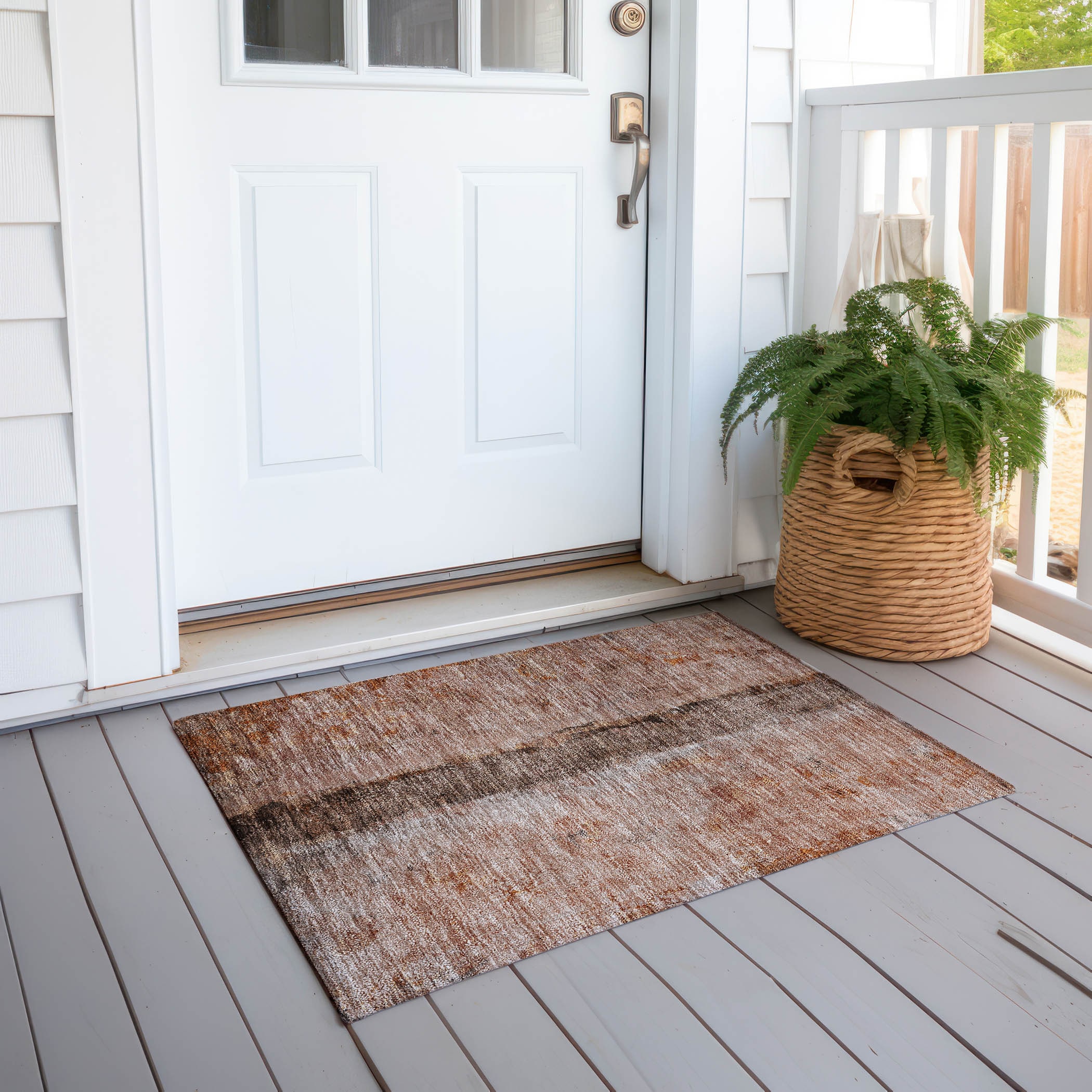 Paprika and Beige Synthetic Flat Woven Reversible Rug