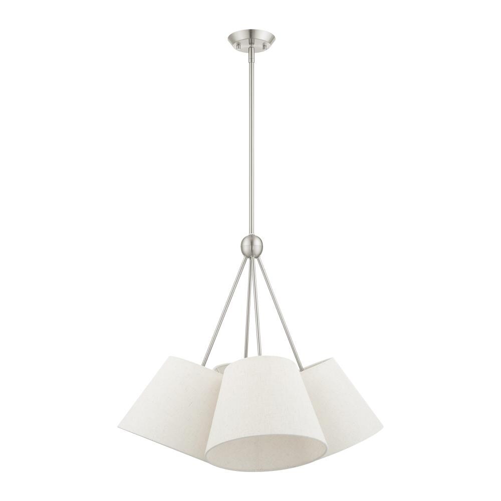 Prato Modern 4-Light Chandelier with Oatmeal Fabric Shade