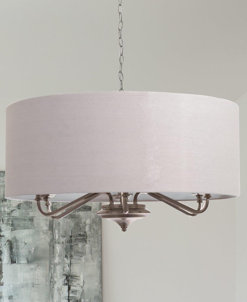 Kerry Brushed Nickel Modern/Contemporary Drum Hanging Pendant Light | - allen + roth SL70684BNK