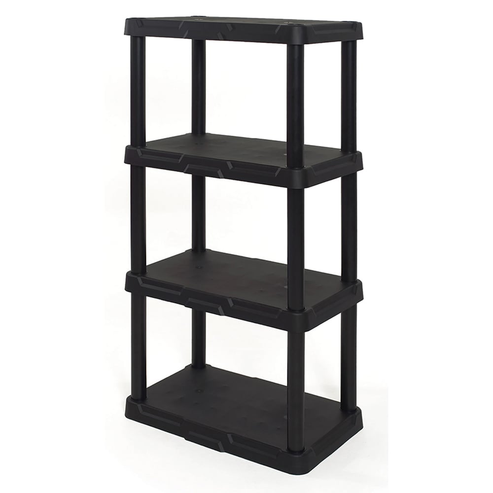 Shelves 48"H x 22"W x 14.25" D 4-Tier Black Plastic Freestanding Shelving Unit 