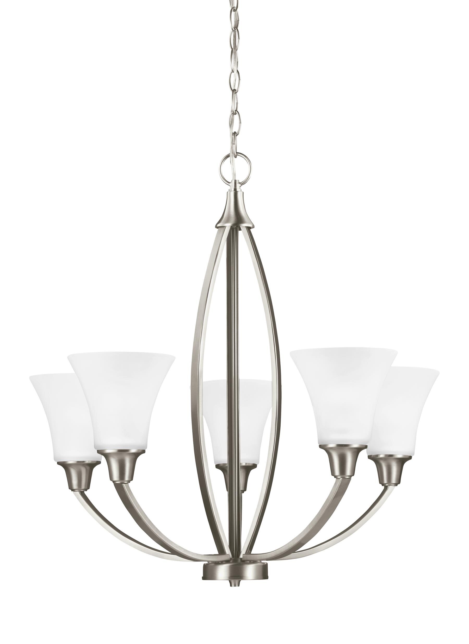 Generation Lighting 3113205EN3-962 Metcalf 5 -Light Brushed Nickel Transitional For Use in Dining Rooms, Foyers, Kitchens, Chandelier