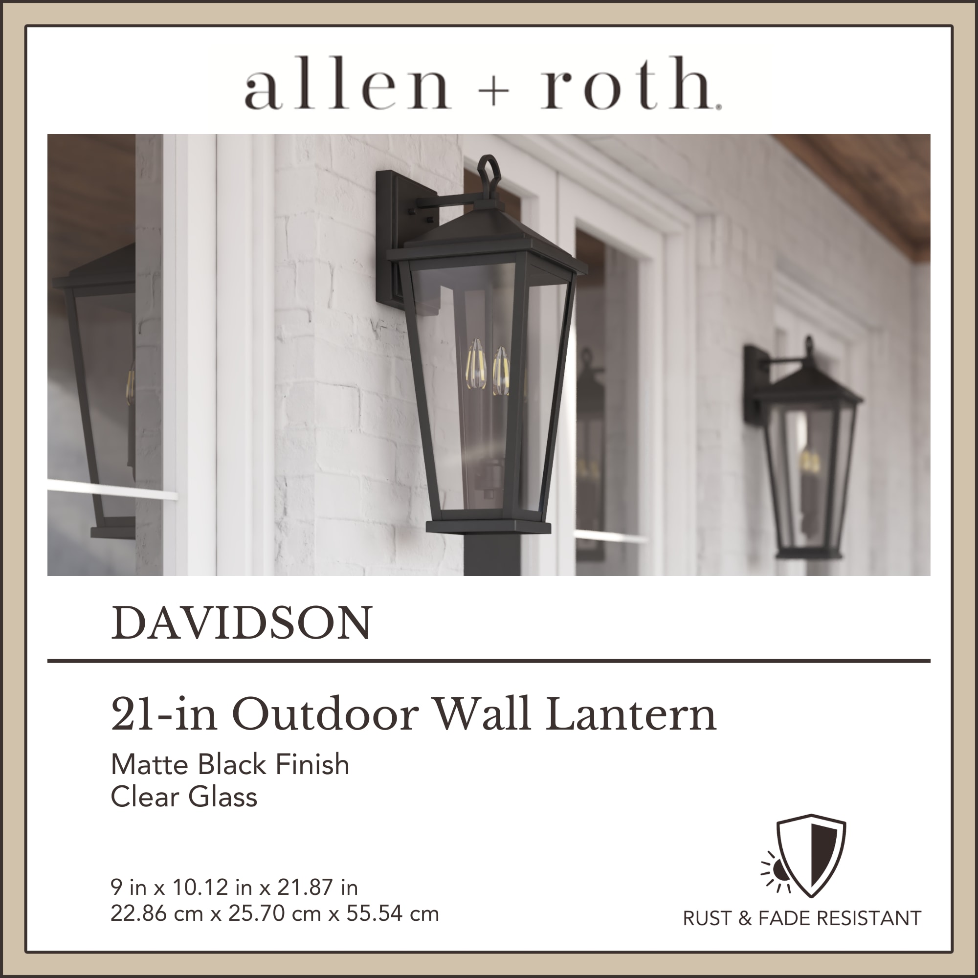 allen + roth Davidson 2-Light 21-in H Matte Black Led, Outdoor Wall ...