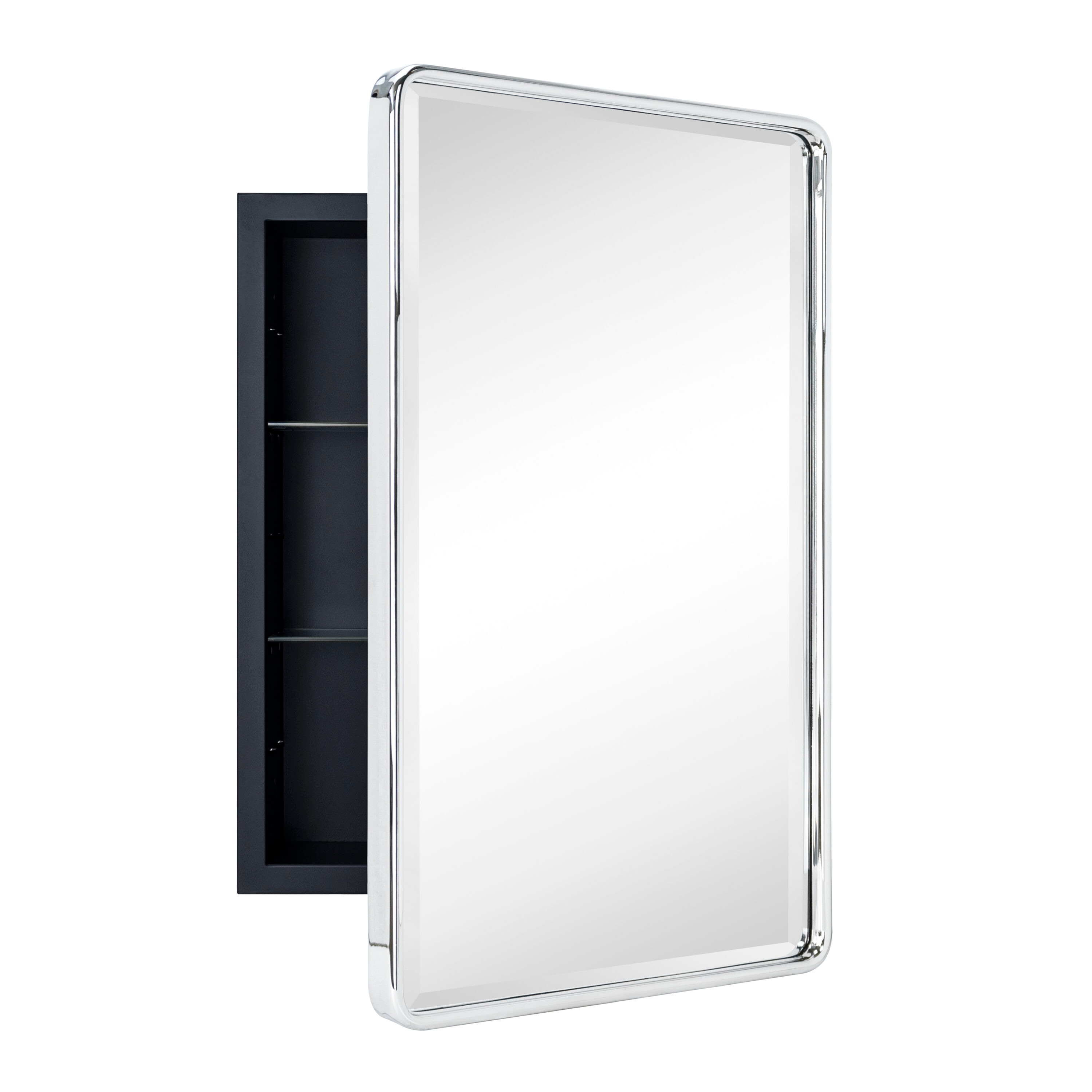 TEHOME GC-00766 Bryand 16-in x 24-in Surface Mount Chrome Mirrored Rectangle Medicine Cabinet