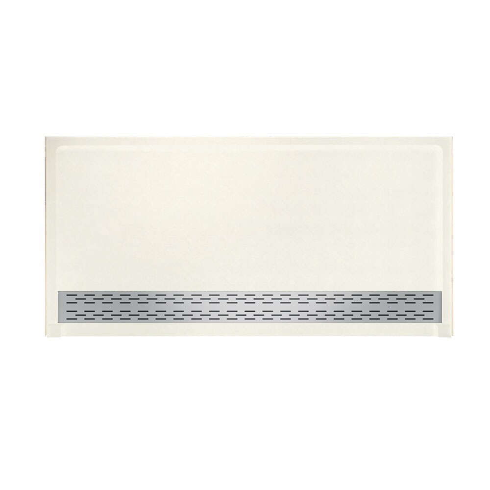 64.25-in W x 34.13-in L with Front Drain Rectangle Shower Base (Tahiti Ivory) Stainless Steel in Off-White | - SWAN SBF-3464-059