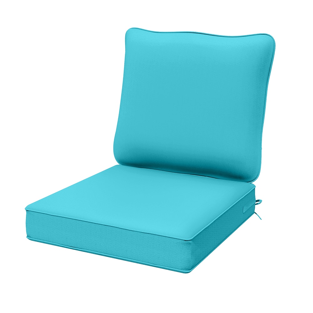 AAAAAcessories 24-in x 24-in Lake Blue Deep Seat Patio Chair Cushion in ...