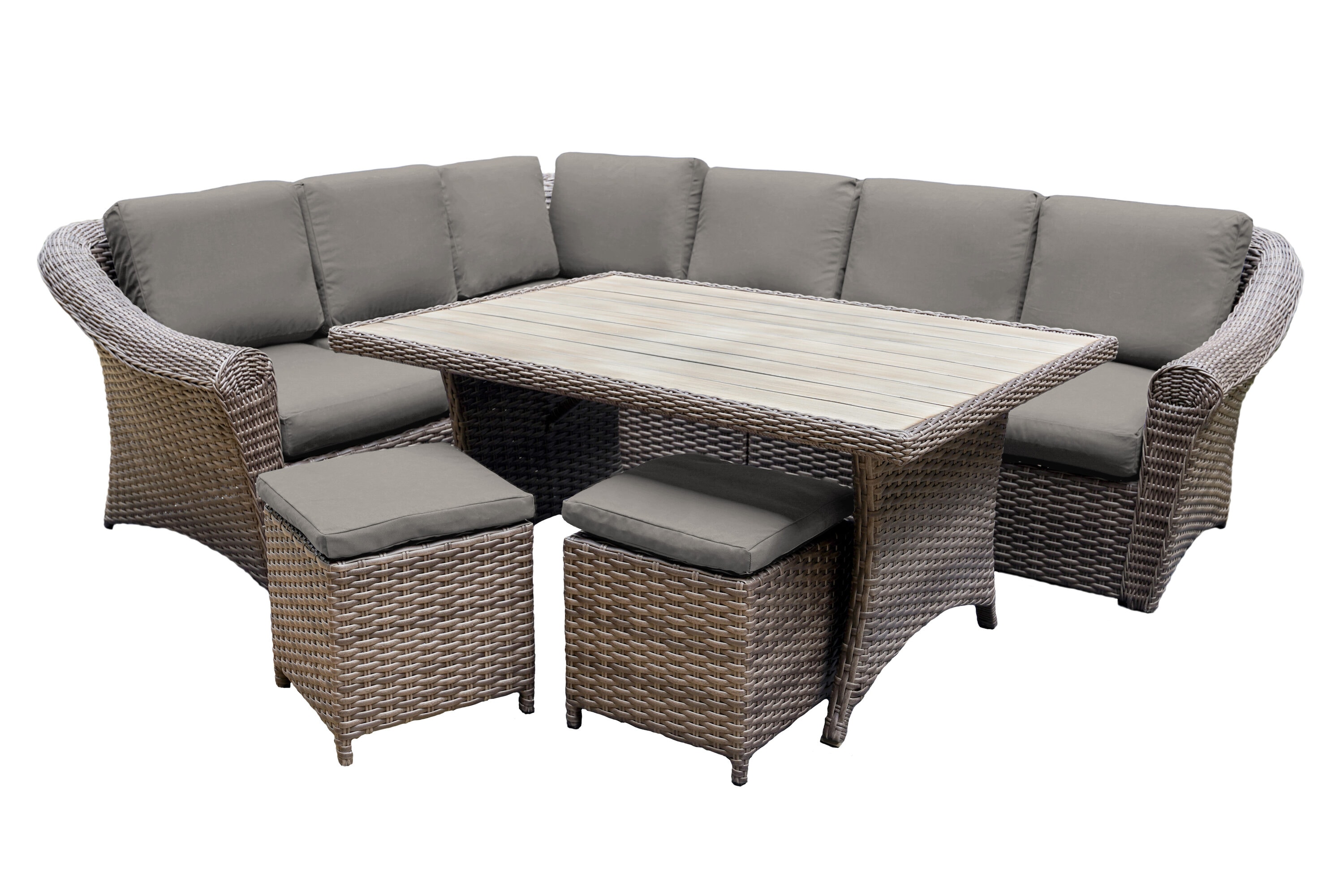 Leisure Made Walton Wicker Outdoor Sectional with Gray Cushions and ...