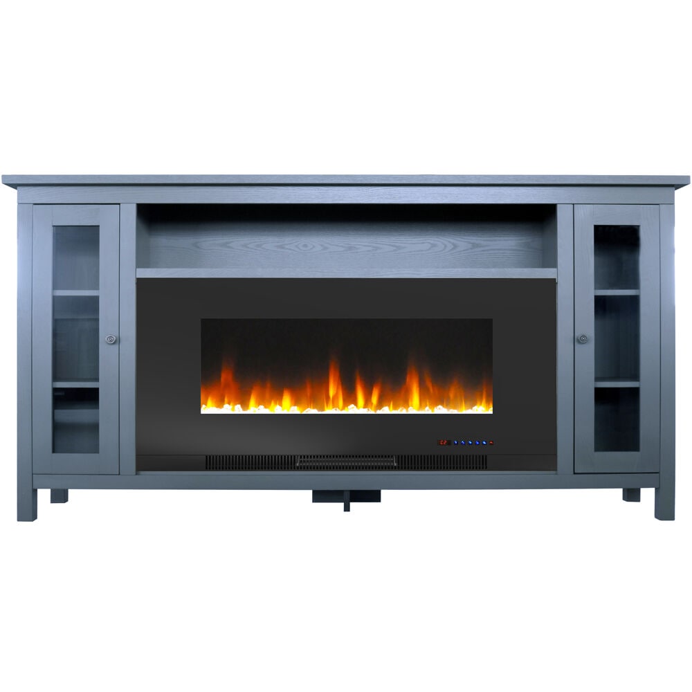 Cambridge 69.7-in W Slate Blue/Black TV Stand with Fan-forced Electric Fireplace CAM6938-1SBL Sansujyuku sansujyuku.com