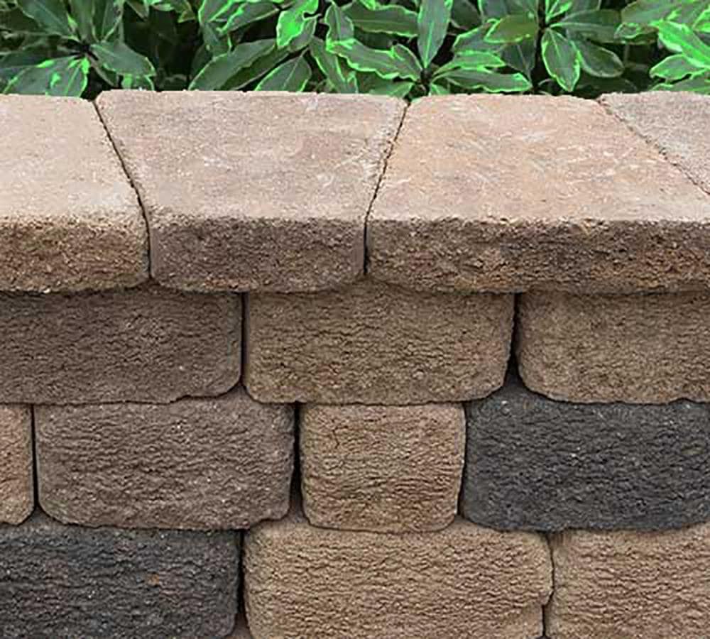 6 In H X 6 In L X 10 In D Antiqued Tan Charcoal Blend Concrete Retaining Wall Block At 0835