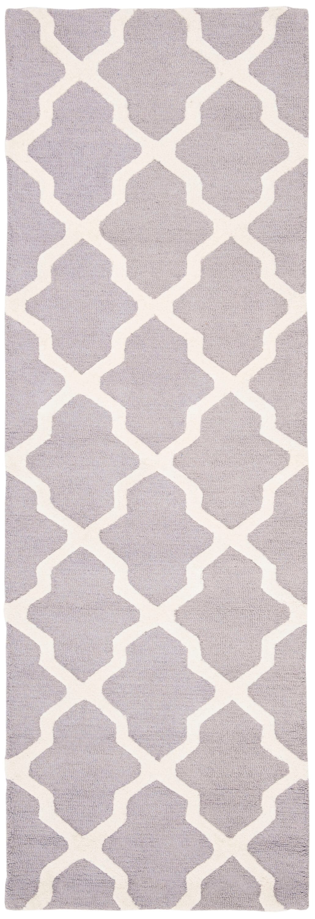 Safavieh CAM121D-28 Cambridge Mosaics 3 x 8 (ft) Tufted Wool Silver/Ivory Rectangular Indoor Trellis Runner rug