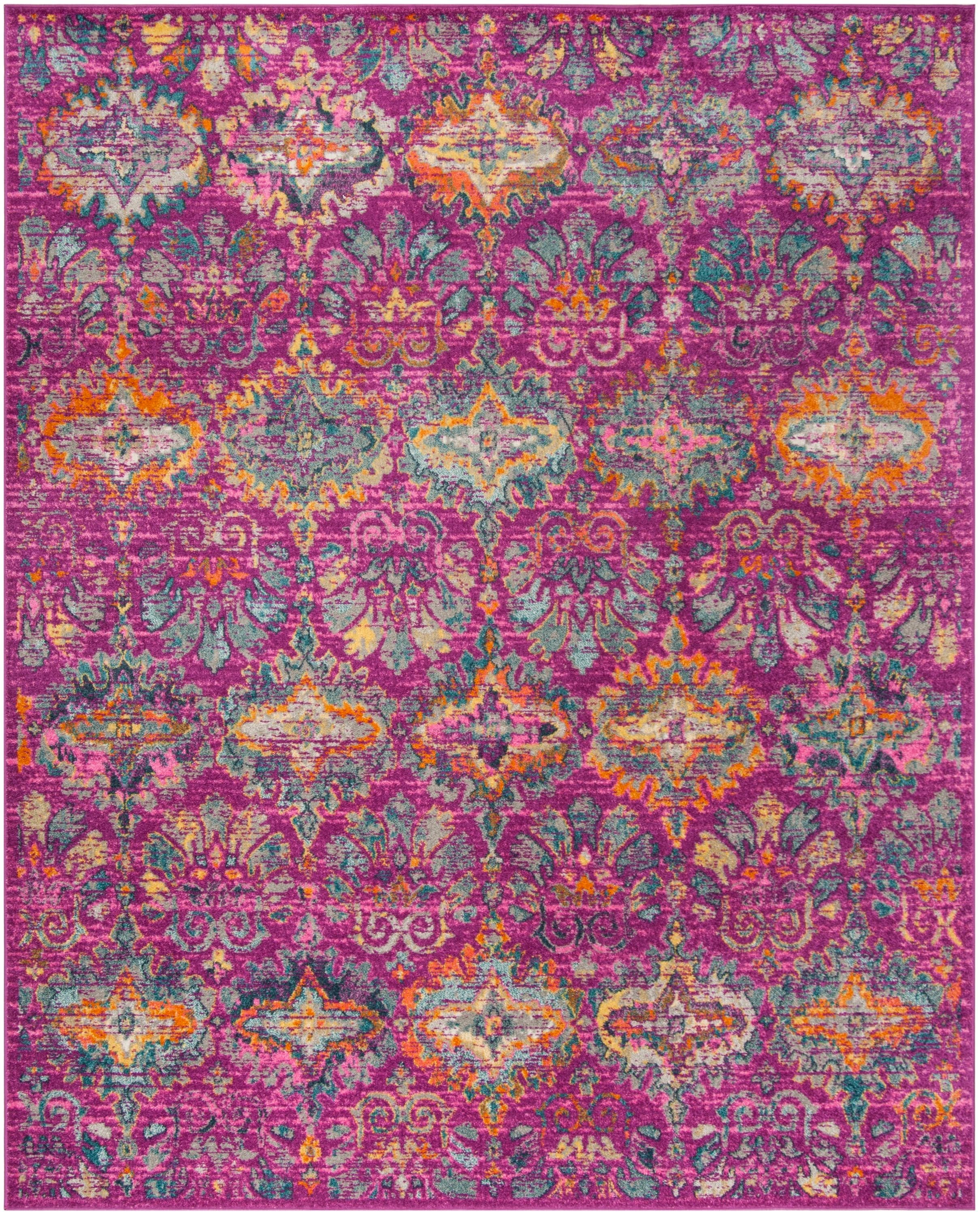 Safavieh MAD144F-8 Madison Merritt 8 x 10 (ft) Loomed Polypropylene Fuchsia/Blue Rectangular Indoor Distressed/Overdyed Bohemian/Eclectic Area rug