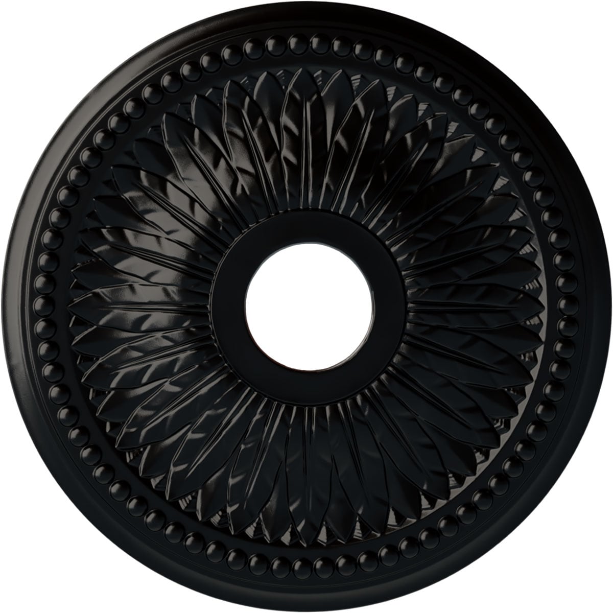 Ekena Millwork CM18BIBLF Bailey 18-in W x 18-in L Painted Jet Black Polyurethane Whole Ceiling Medallion