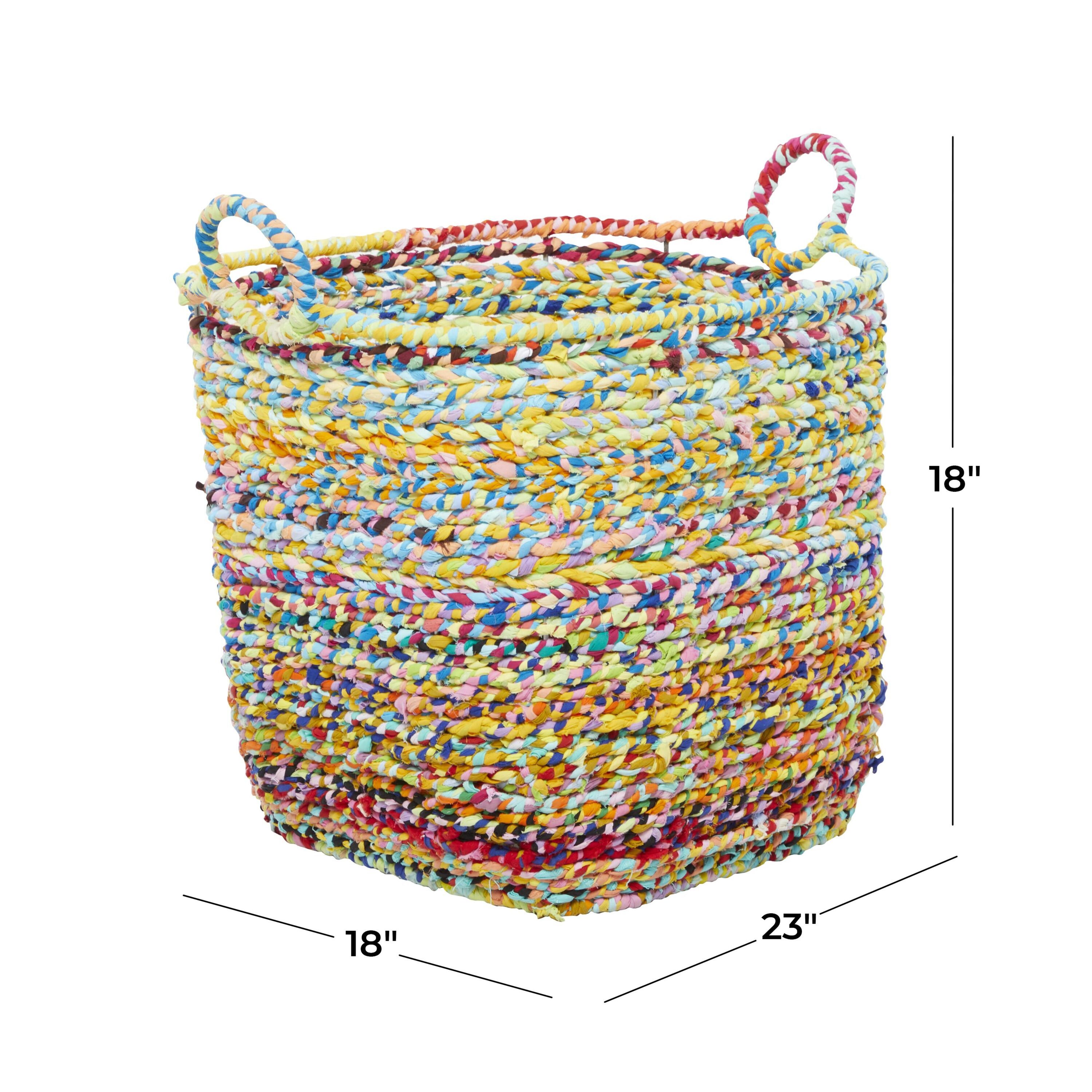 Industrial Charm Multi-Colored Fabric Storage Basket with Iron Frame
