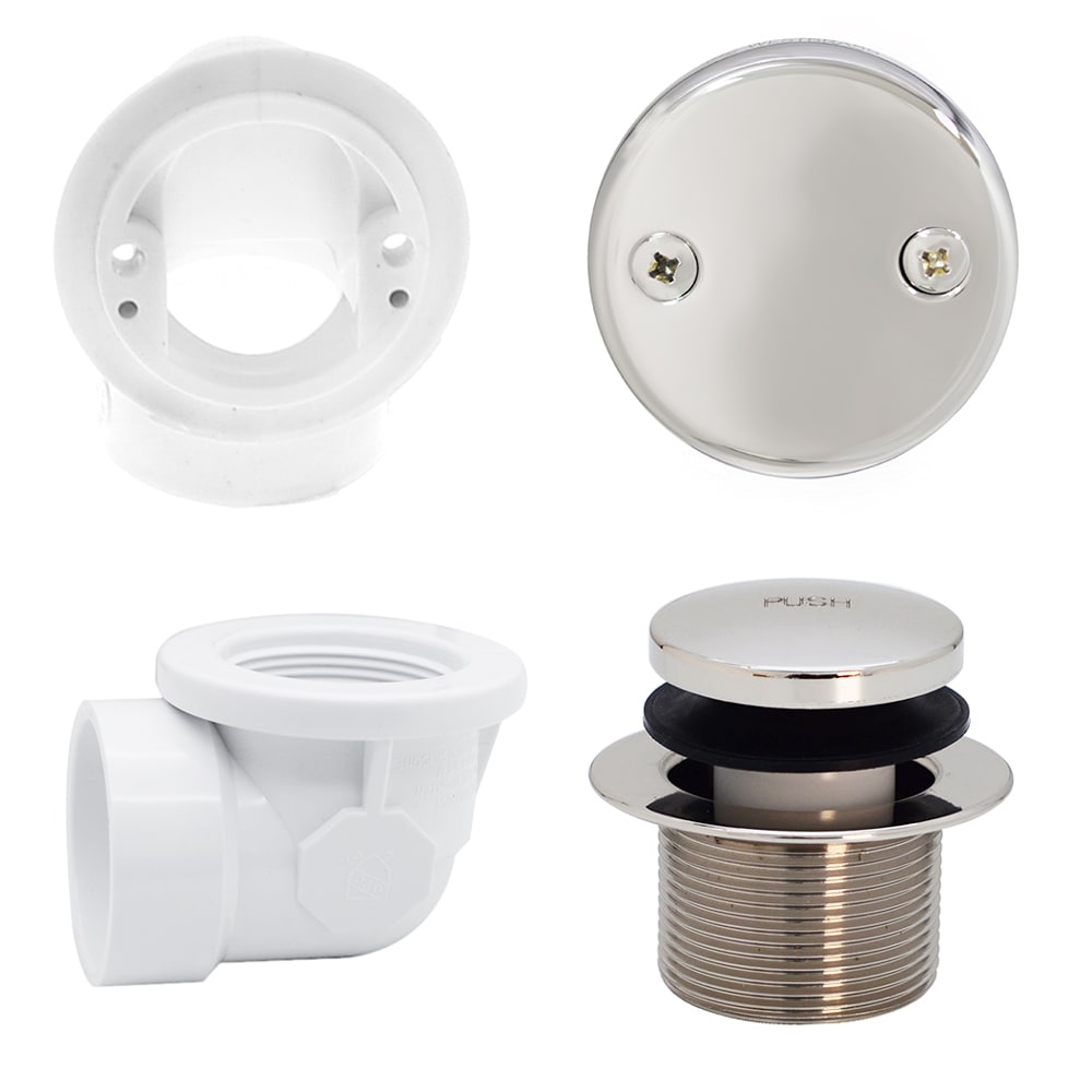 WESTBRASS D532-26 Tip Toe Sch. 40 PVC Plumber's Pack with Two-hole Elbow In Polished Chrome