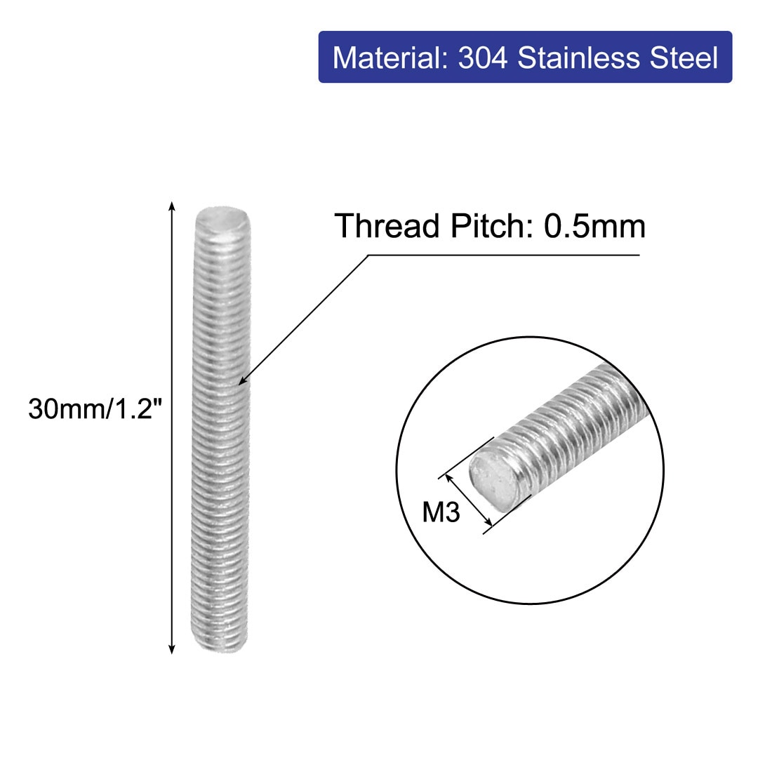 Unique Bargains S26031900UX2043 Threaded-Rod - View #2
