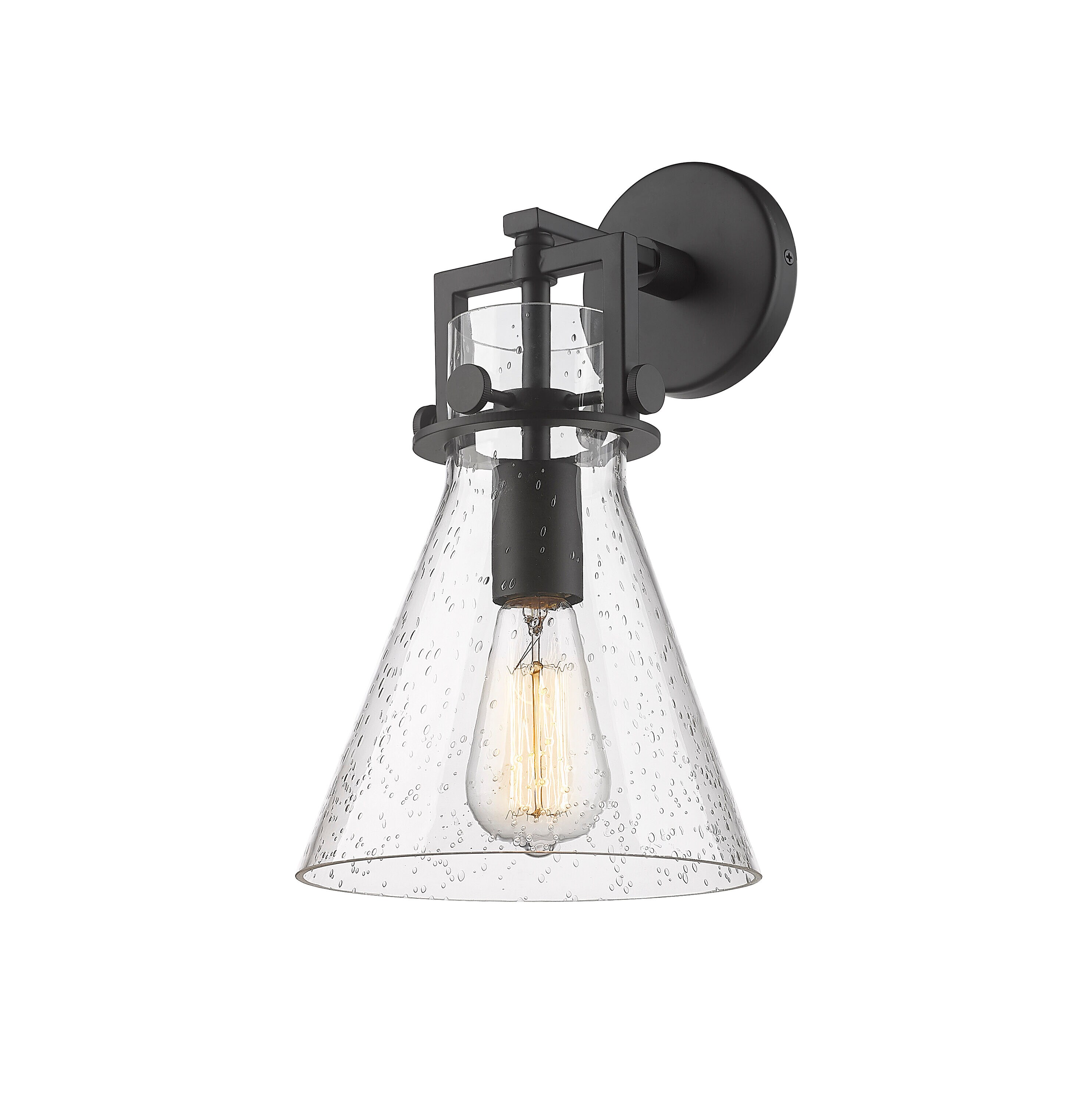 Innovations Lighting 411-1W-BK-G411-8SDY Newton Cone 8-in W 1 -Light Matte Black Industrial Wall Sconce
