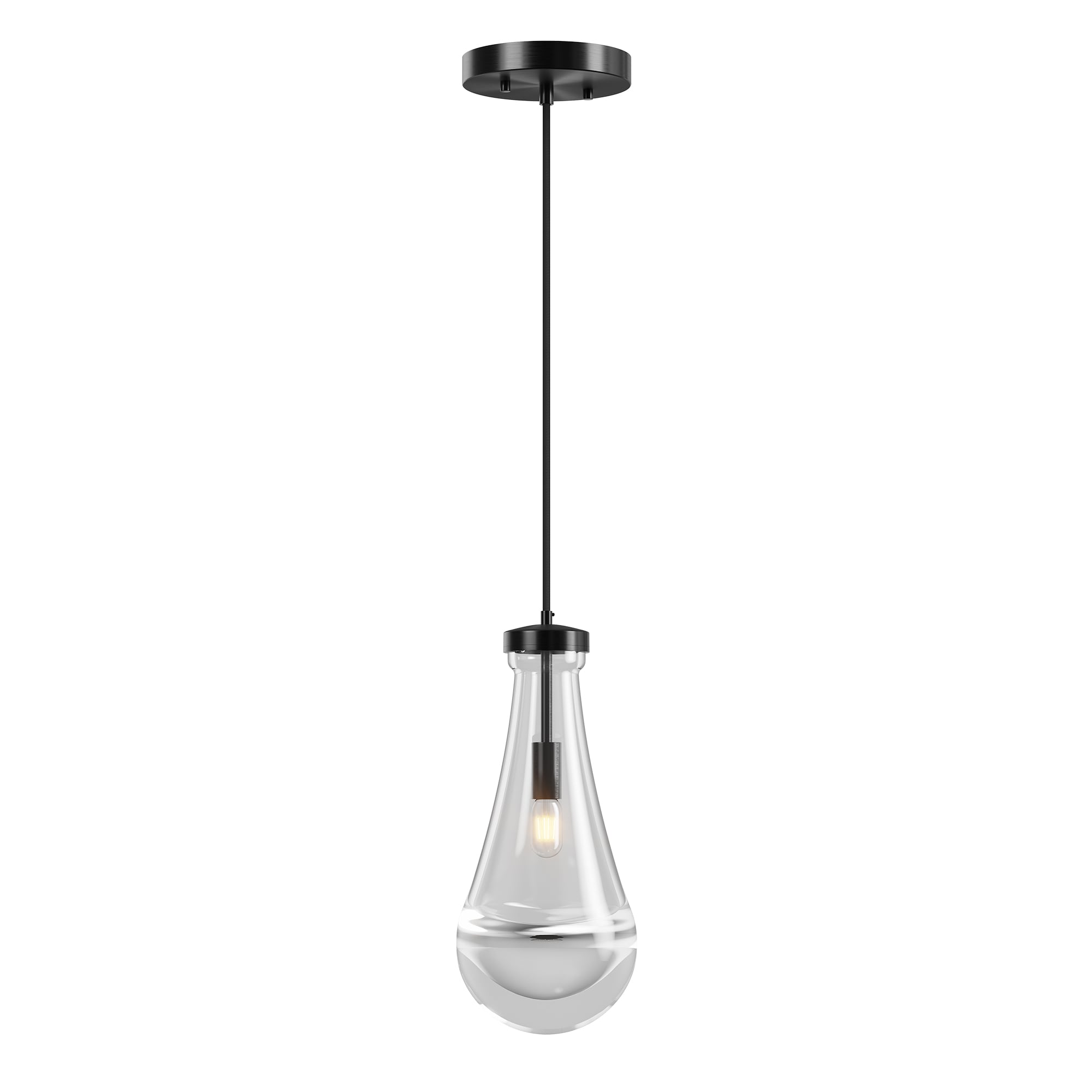 CALVON Ceiling 1 -Light Black Modern/contemporary Teardrop Hanging Pendant Light