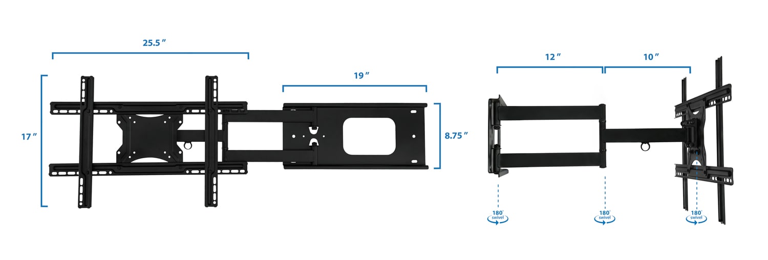 Mount-It! TV Mount Full Motion Indoor Wall Tv Mount Fits TVs up to 70 ...