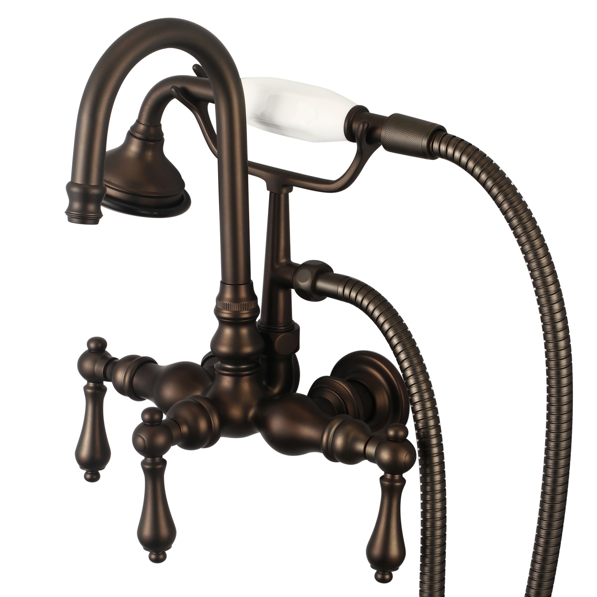 Water Creation F6-0012-03-AL F6 Oil Rubbed Bronze 3-handle Wall-mount High-arc Bathtub Faucet with Hand Shower