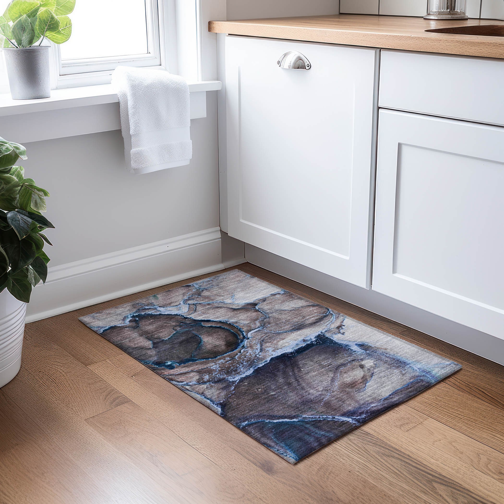 Addison Rugs ACN525NA20X30 Chantille ACN525NA 2 x 3 (ft) Polyester Navy Rectangular Indoor/Outdoor Abstract Machine washable Area rug