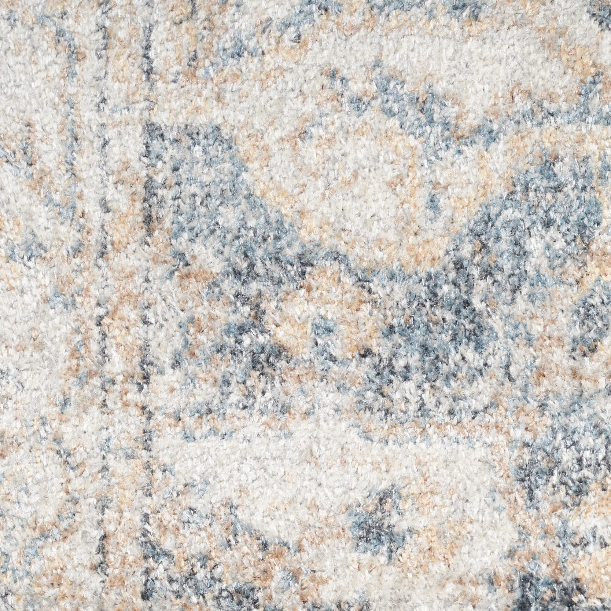 Grey Blue Floral Synthetic 9' x 12' Washable Area Rug