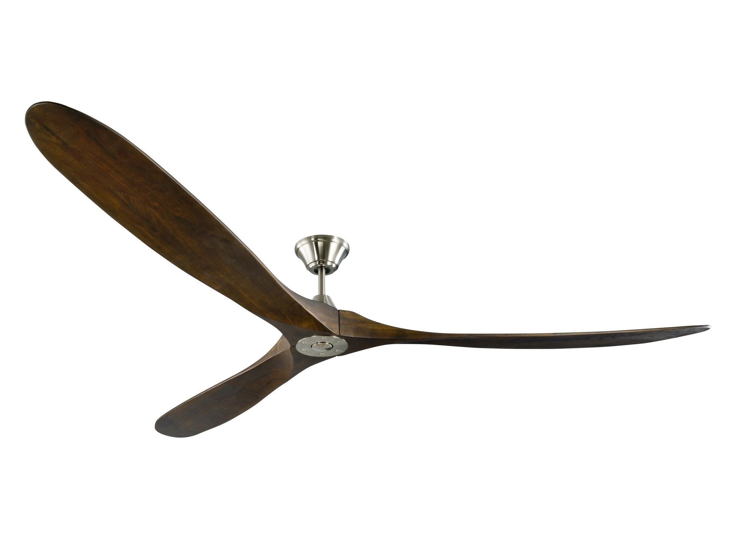 88-Inch Brushed Steel Ceiling Fan with Dark Walnut Blades and Remote
