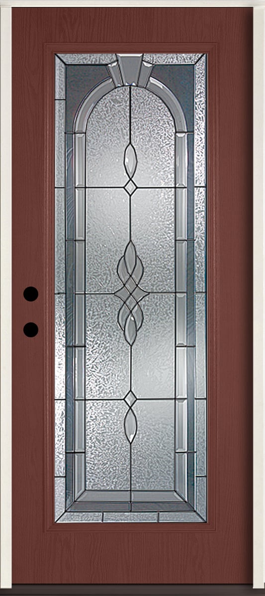 RELIABILT LO841701 Hampton 36-in x 80-in x 4-9/16-in Fiberglass Full lite Right-hand inswing Wineberry Stained Prehung Front Door Insulating core