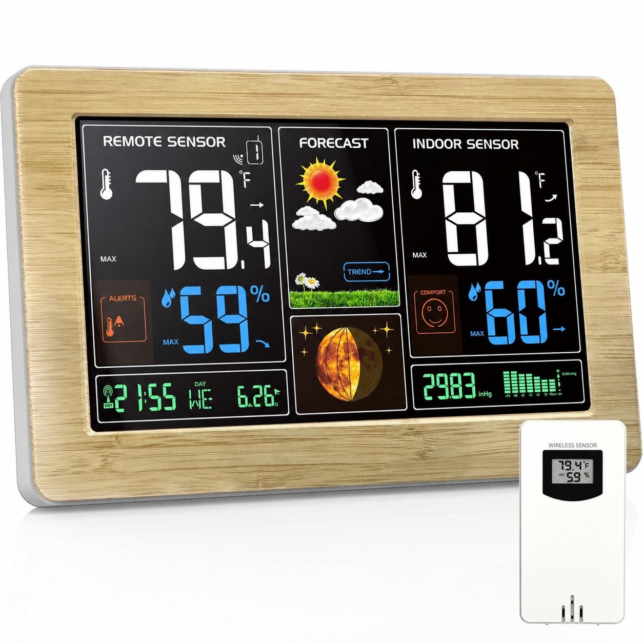 Justincity -  Weather Station Wireless Indoor Outdoor Thermometer Color Display Digital Forecast ...