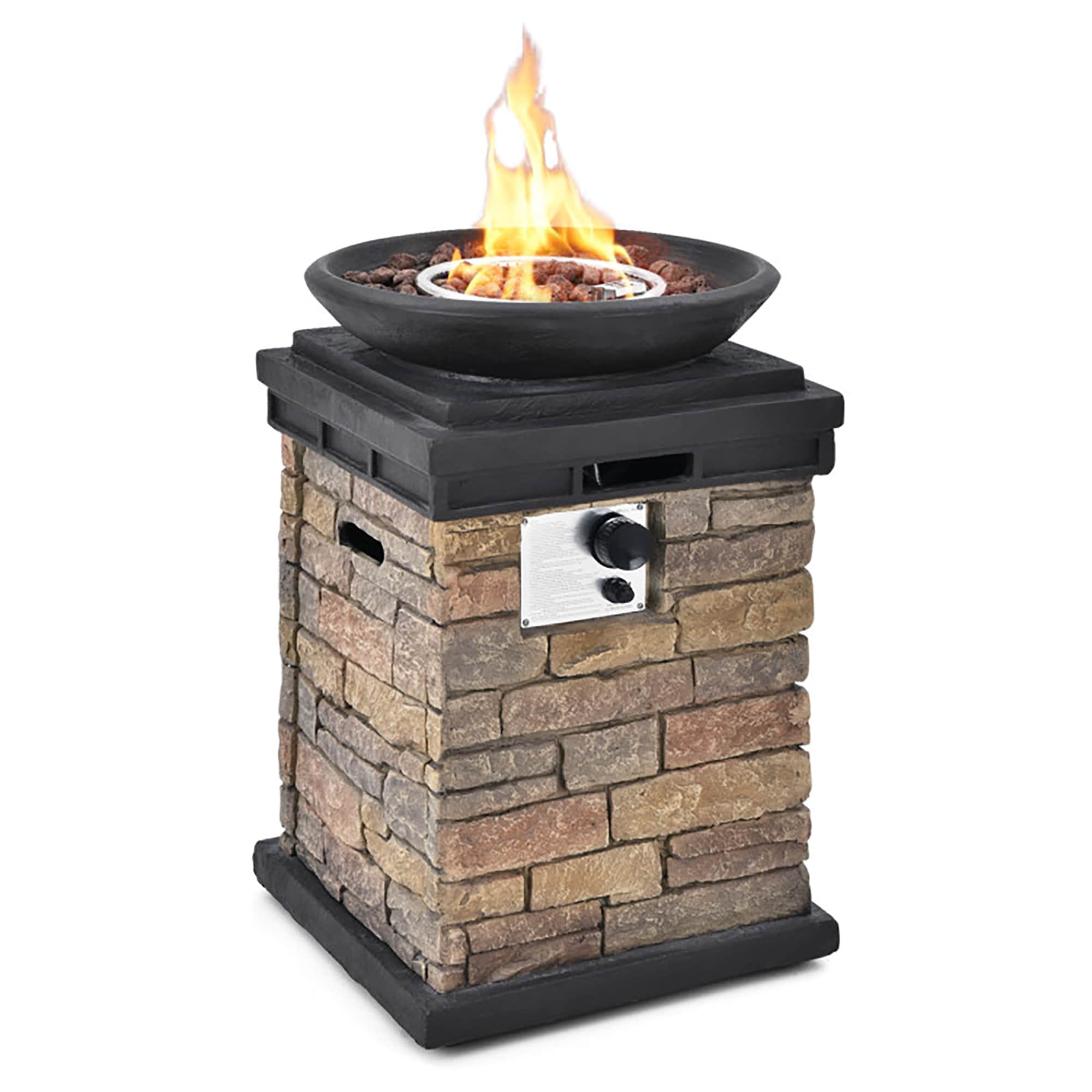 CASAINC WFEHFP-06-B Fire Pit Table 18-in W Brown Portable Stainless steel Rectangle Liquid propane Fire pit table