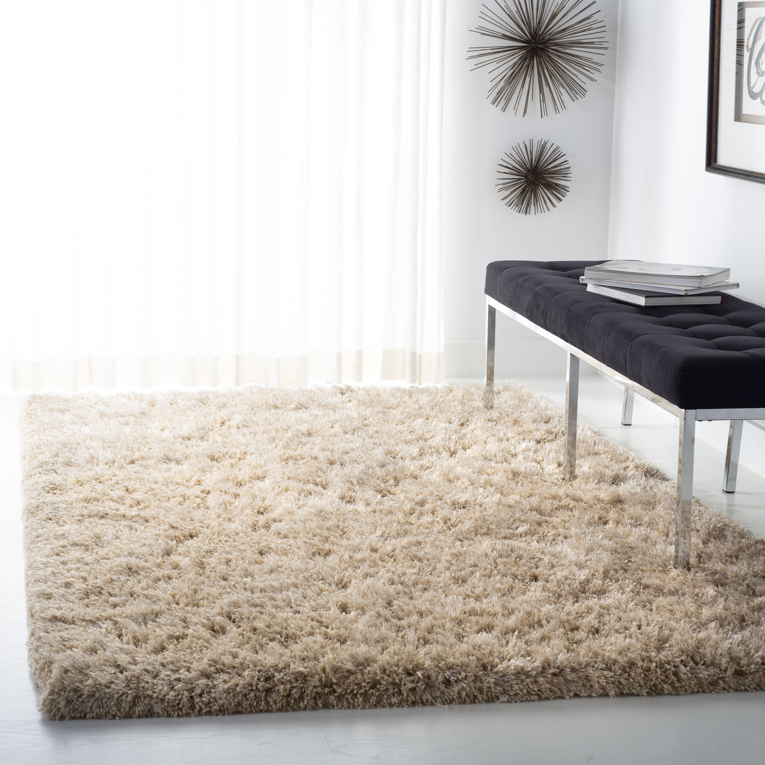  Atlantic Shag Beige Shag/Flokati 5ft x 8ft Medium Rectangle Rug