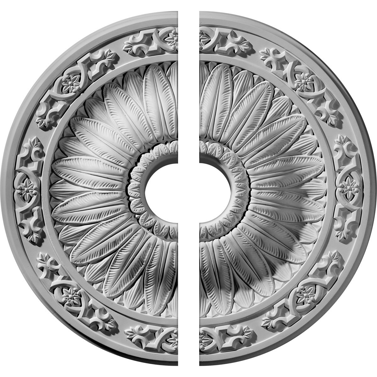 Ekena Millwork CM20LU2-03500 Lunel 20.25-in W x 20.25-in L Architectural Polyurethane Split Ceiling Medallion