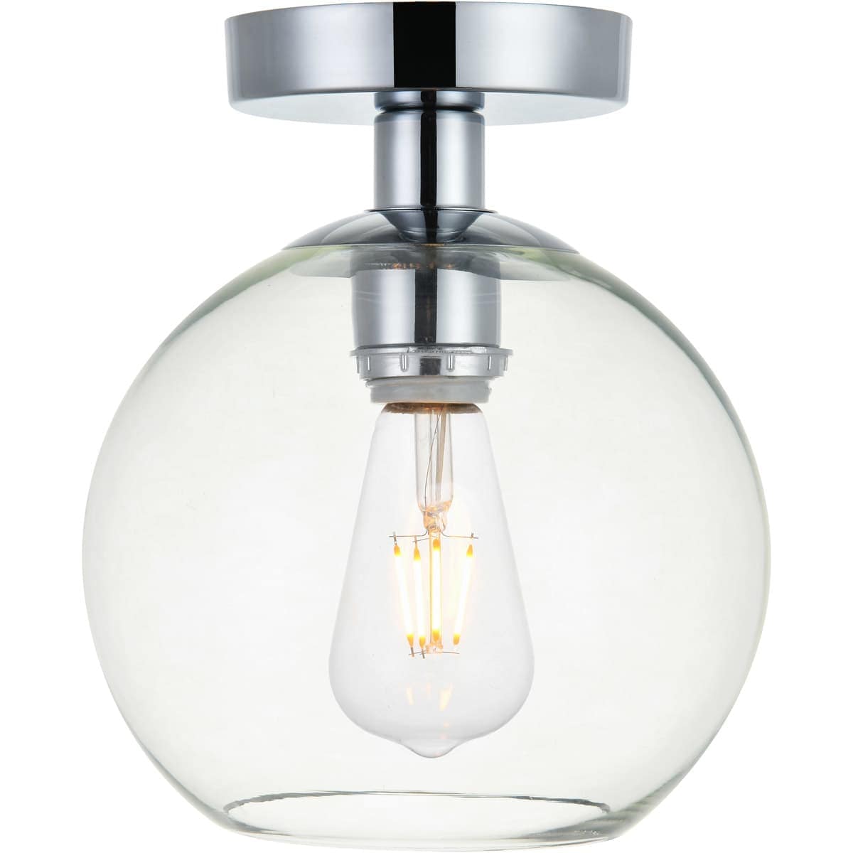 Elegant Lighting 1407811 Living District LD2204C Baxter 1 Light 8 inch Chrome Flush Mount Ceiling Light