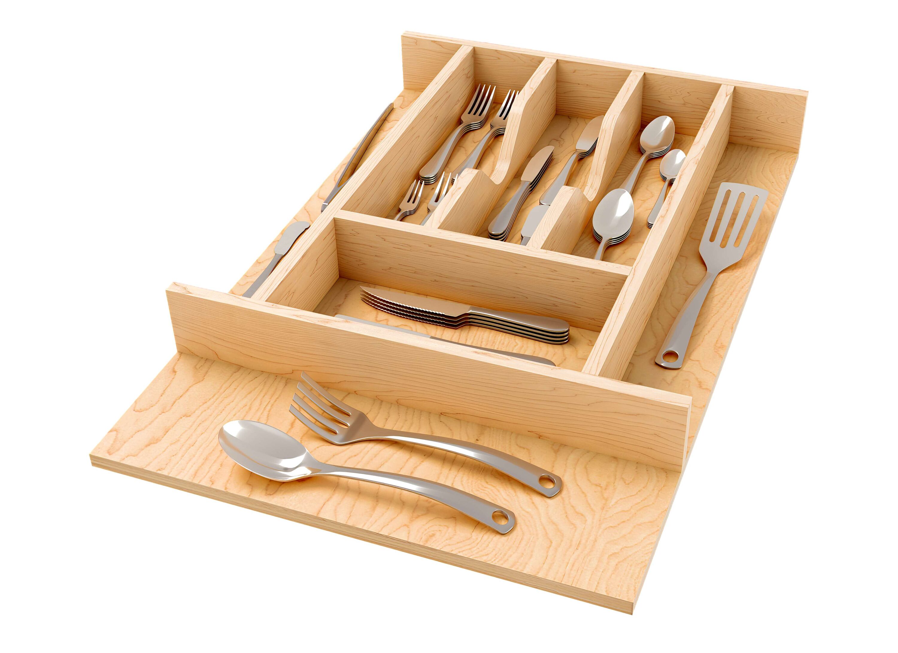 Rev-A-Shelf 403201 Natural Maple Right Size Utensil Insert Home Storage Kitchen Organizer 7 Compartment Drawer Accessory 16 1 4 x 19 1 2  4WCT 18SH 1