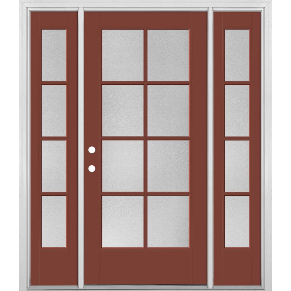 Masonite 1524498 60-in x 80-in x 4-9/16-in Fiberglass Full lite Right-hand inswing Fox Tail Painted Prehung Front Door with Sidelights with Brickmould Insulating core