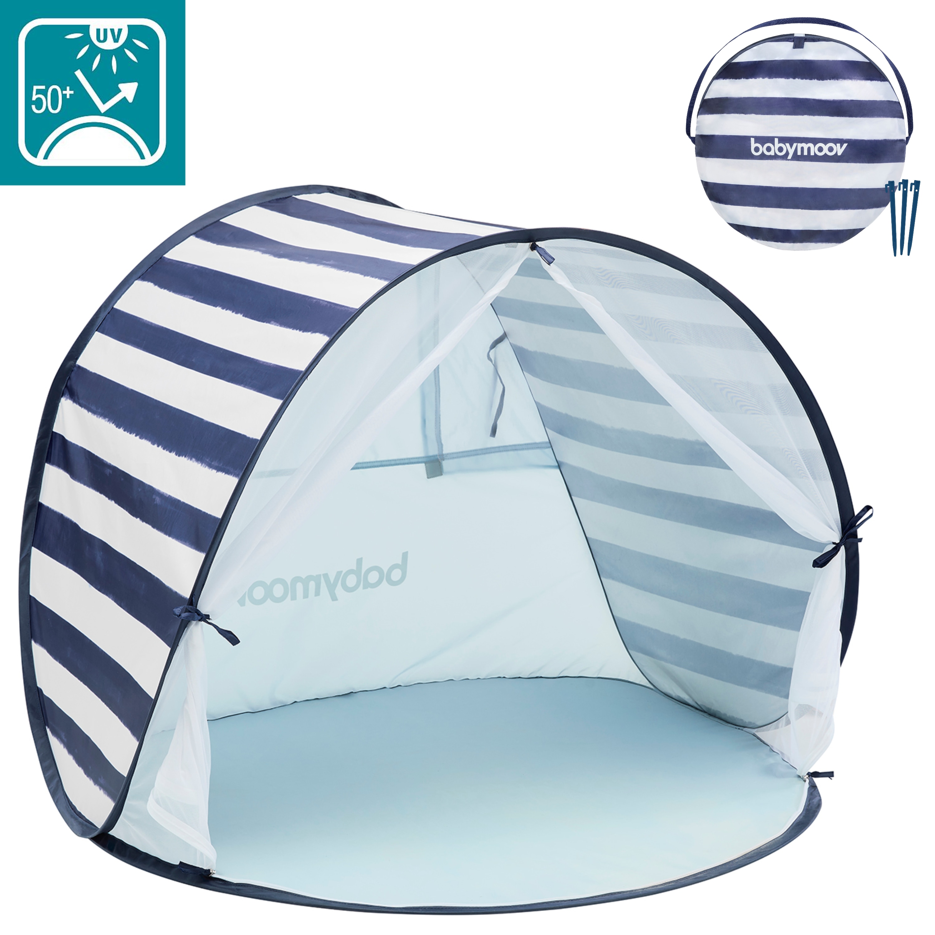 Babymoov Kid's UV Resistant Portable Pop Up Sun Shelter and Marine Play Tent - Gray, Easy-to-Use Pop-Up Design, UV-Resistant Canopy Polyester -  233597