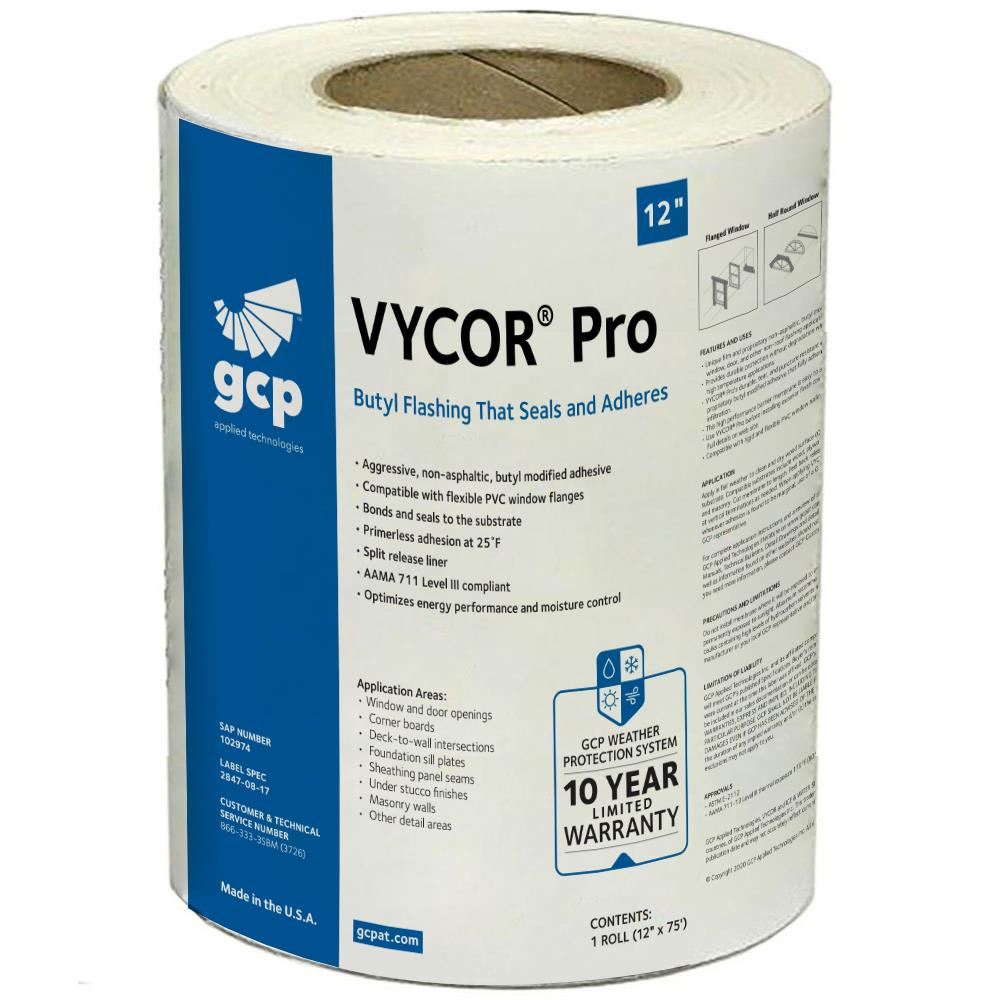 Vycor 102974  12-Inches x 75-Feet White Butyl rubber