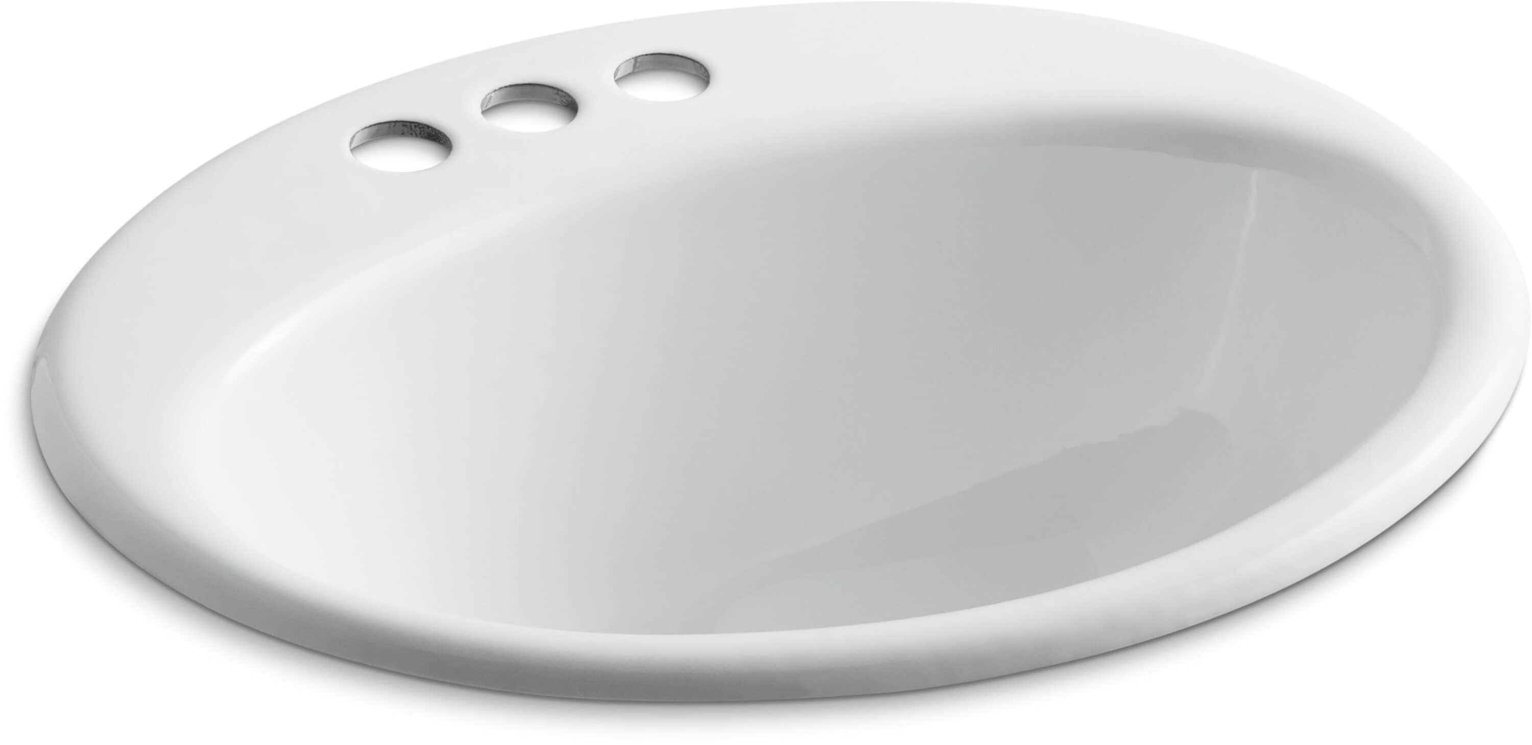 KOHLER 2905-4-0 Farmington Cast iron Drop-in Oval Traditional White Bathroom Sink ( 19.25-in x 16.25-in )