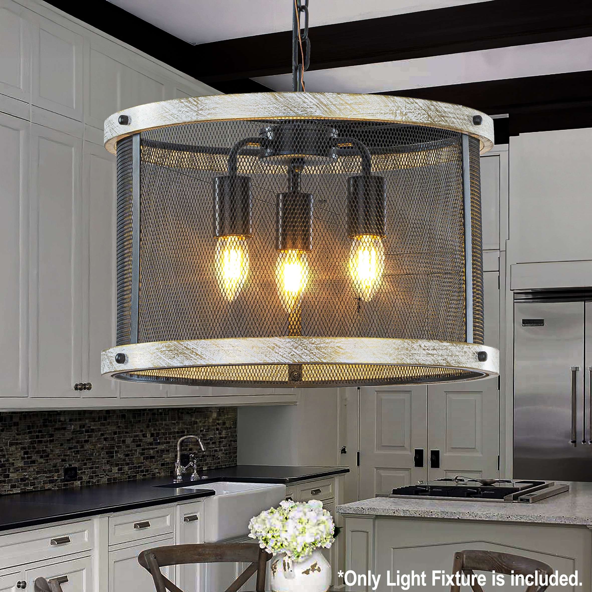 AloaDecor Lighting L7268D4010A 3 -Light Brushed Multiple colors Farmhouse Cage For Use in Bedrooms, Dining Rooms, Foyers, Kitchens, Living Rooms Chandelier