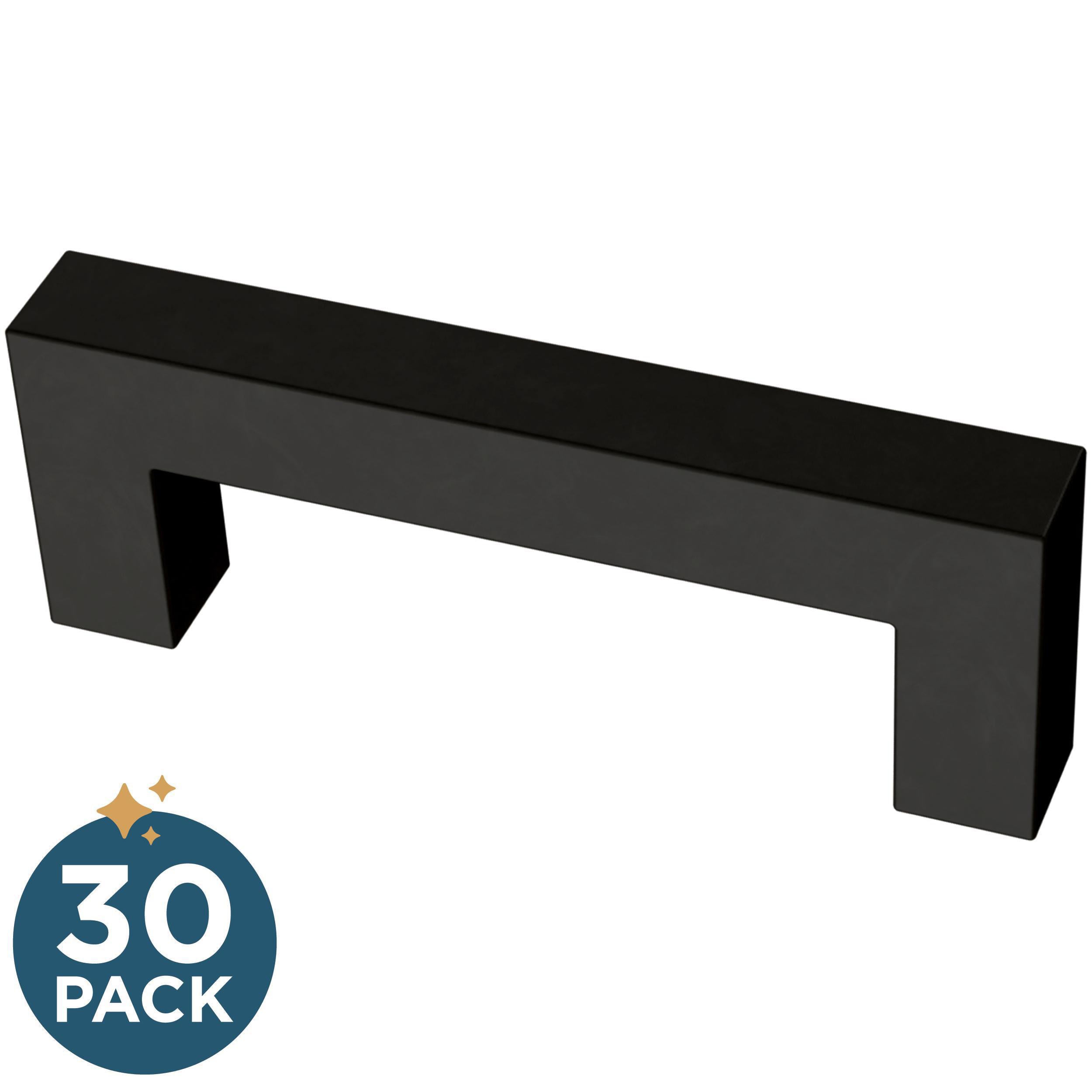 Franklin Brass P46644K-FB-B2 Simple Modern Square 3-in , 76mm Center to Center Matte Black Rectangular Handle 30 -Pack